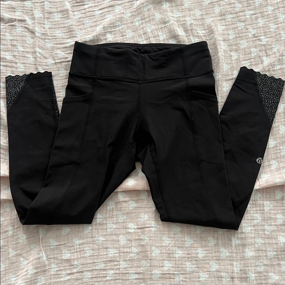 Lululemon Athletica Black Leggings with Lace Detail